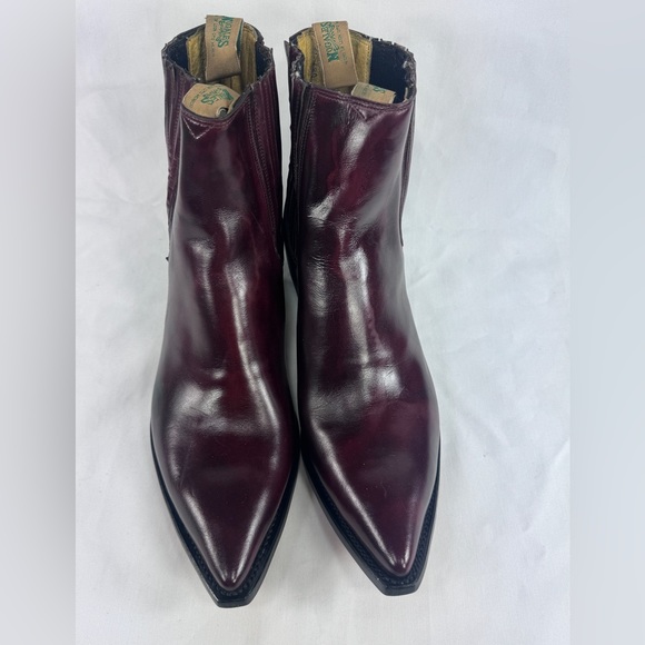 VTG Nogales Chelsea Stacked Heel Ankle Cowboy Boot Handmade Mexico Burgundy 11.5 main image 12